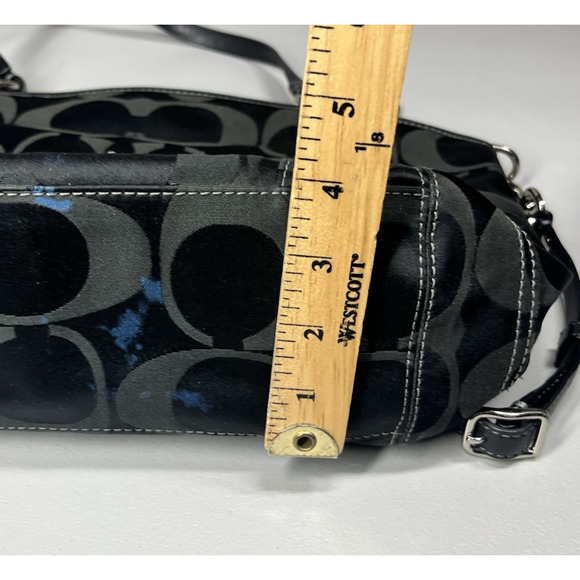 Coach Leah Signature C Turnlock Satchel Tote Handbag Black Jacquard Y2K - Picture 14 of 15